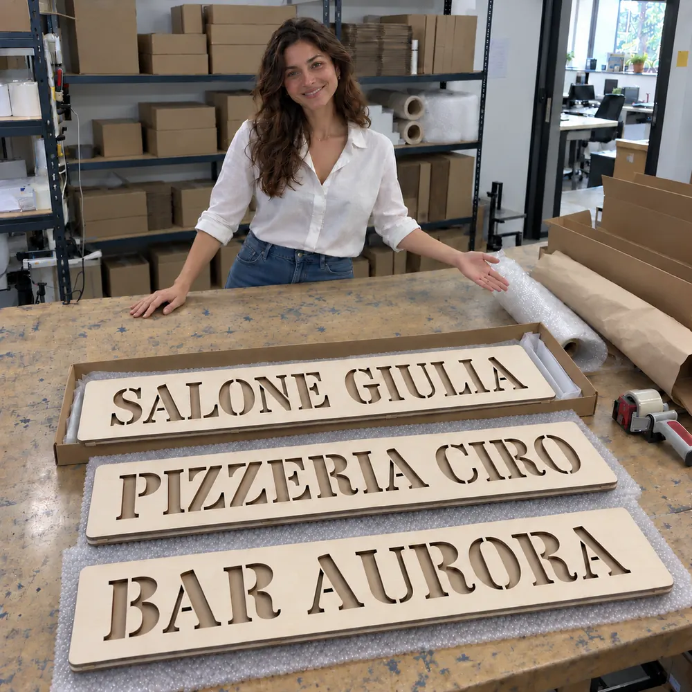 Esempio di insegna personalizzata in pizzeria